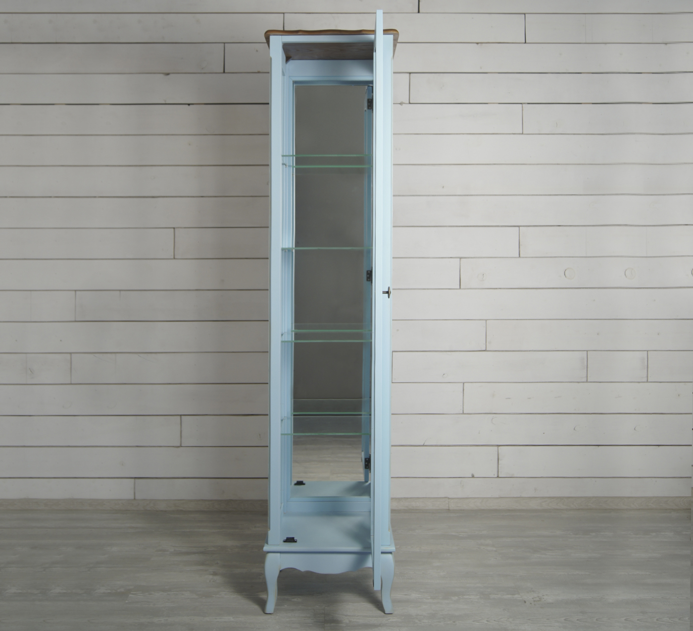 Шкаф "Leontina Blue" для посуды узкий/высокий арт ST9319RB Этажерка