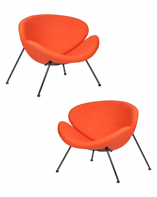 Набор 2 шт Кресло дизайнерское DOBRIN EMILY, оранжевая ткань AF, черное основания