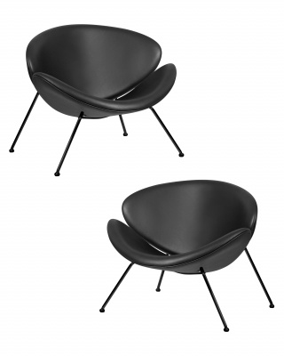 Набор 2 шт Кресло дизайнерское DOBRIN EMILY, черный винил YP16, черное основания