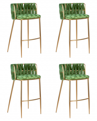 Набор 4 шт Стул барный DOBRIN EMMA GOLD, зеленый велюр (VF-08)