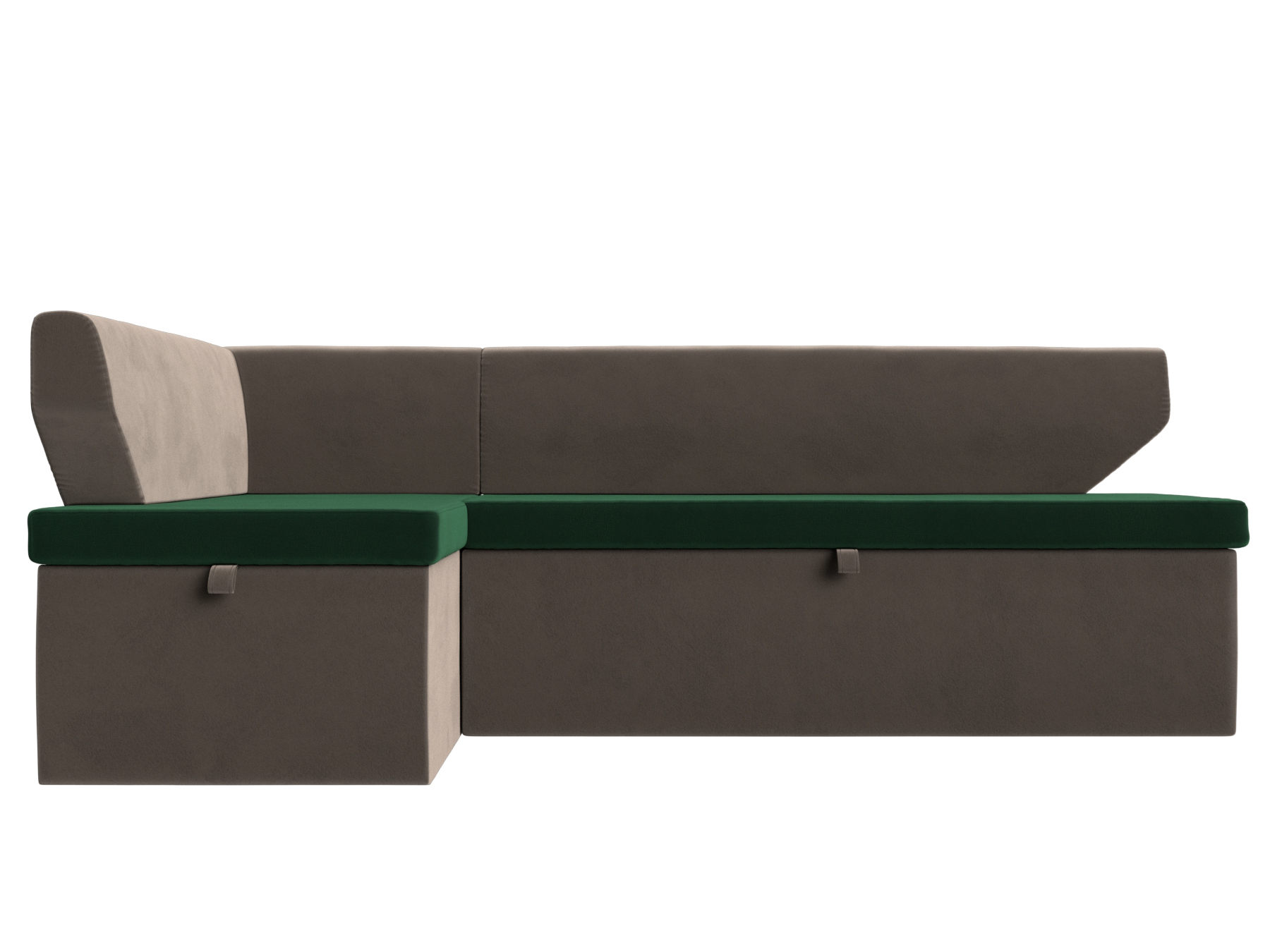 Кухонный угловой диван Омура левый угол Зеленый\Коричневый