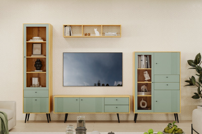 Стенка в гостиную Вега Саксония (комплект 7) Кураж