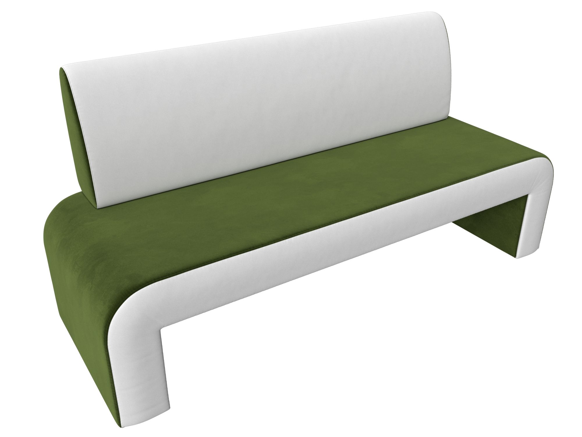 Кухонный прямой диван Кармен Зеленый\Белый