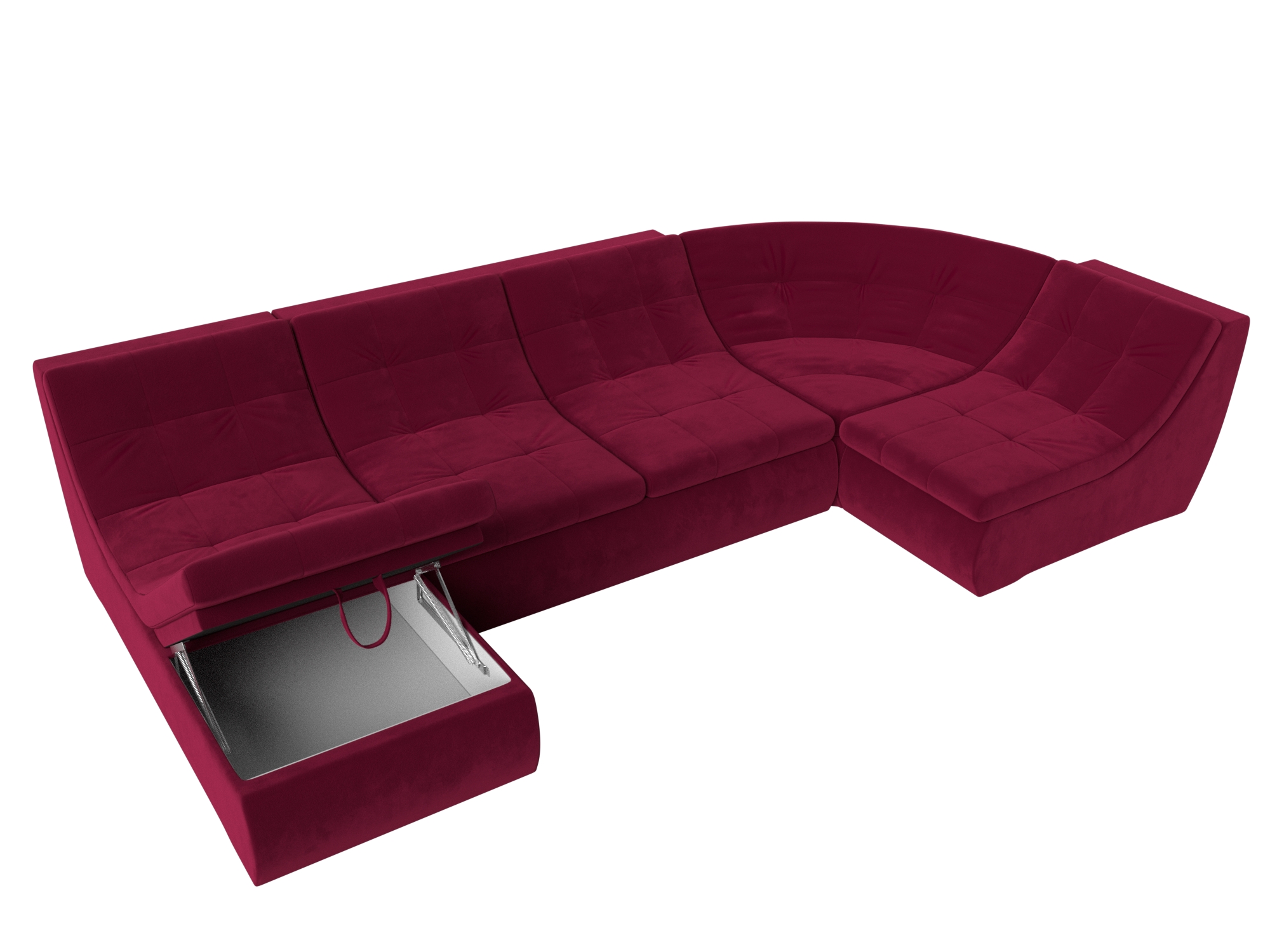 П-образный модульный диван Холидей Бордовый