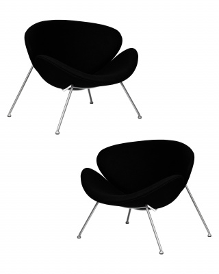 Набор 2 шт Кресло дизайнерское DOBRIN EMILY, черный ткань AF9, хромированная сталь