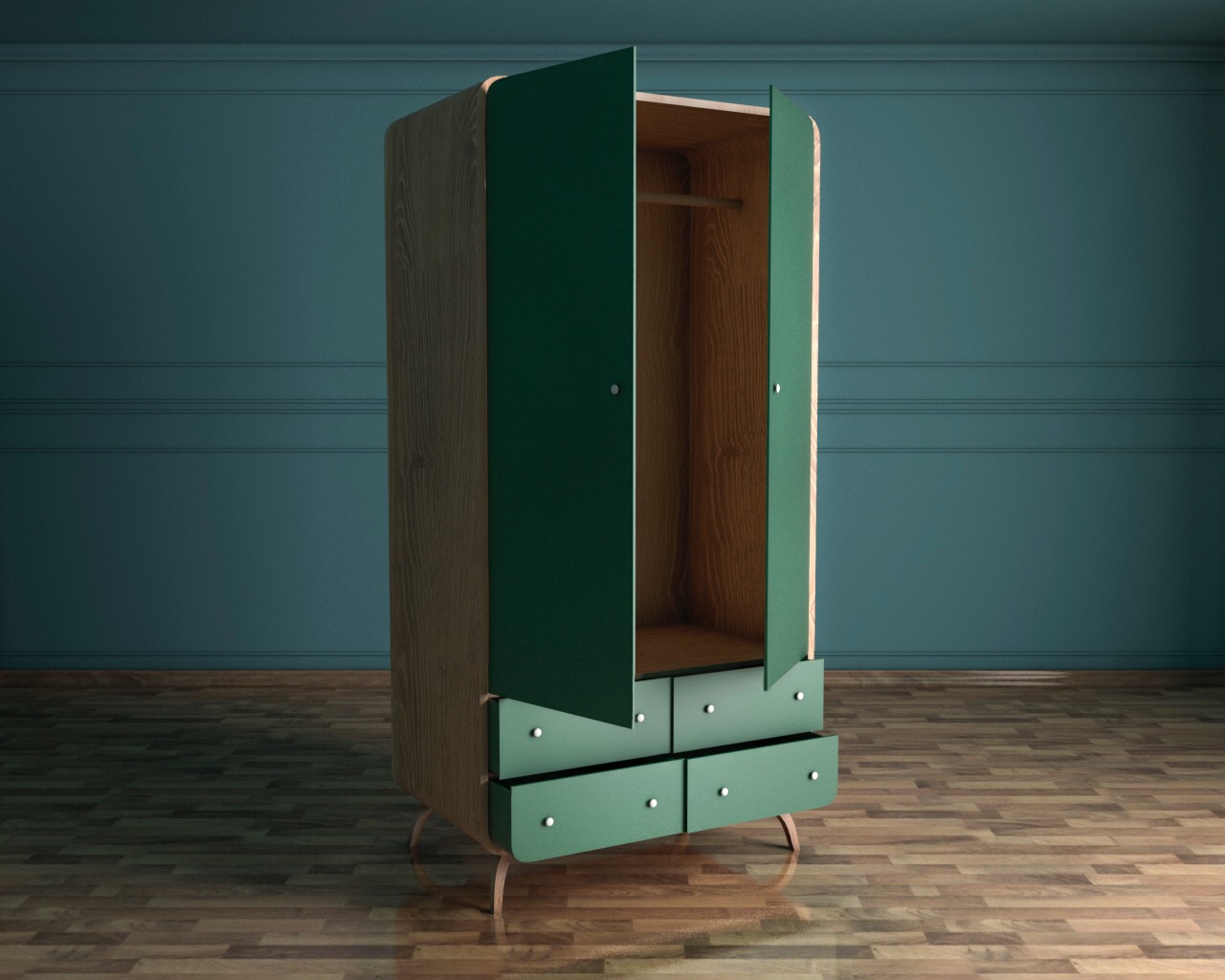 Шкаф в скандинавском стиле "Ellipse" с ящиками арт EL15G Этажерка