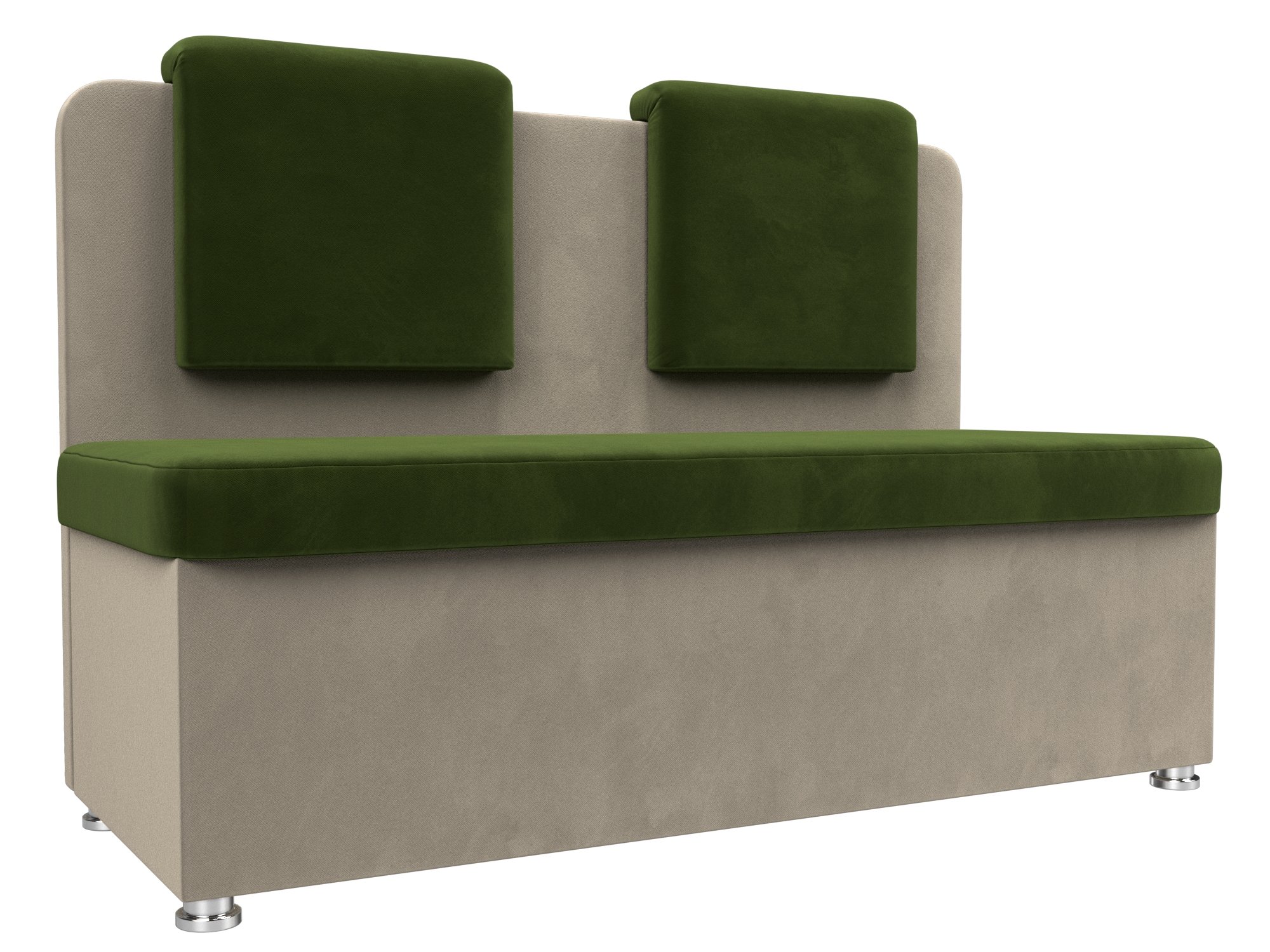 Кухонный прямой диван Маккон 2-х местный Зеленый\Бежевый
