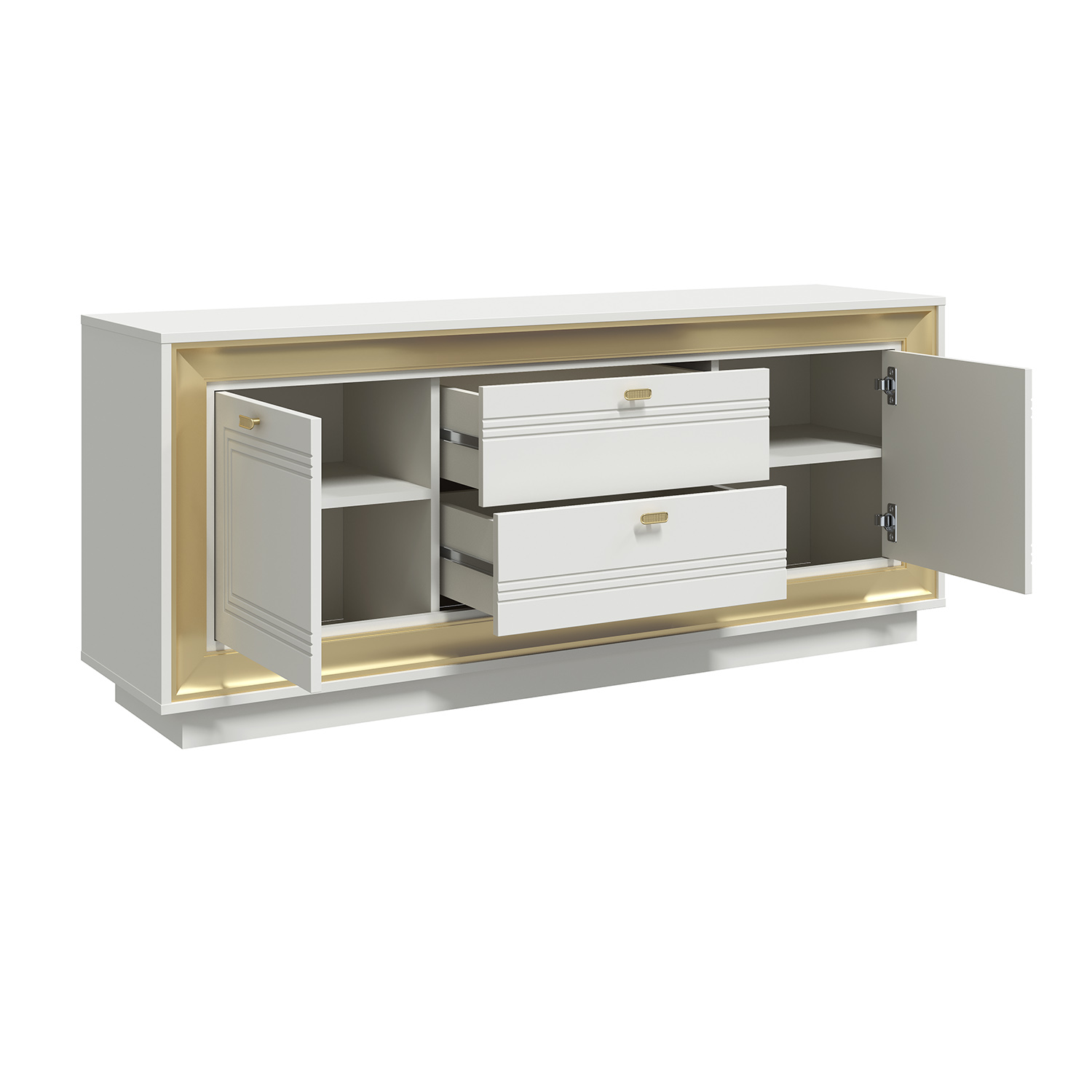 Тумба под ТВ 1536 (зефир, миндаль и золото) «Прато» Кураж