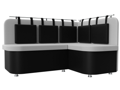 Кухонный угловой диван Уют 2 правый угол Белый\Черный