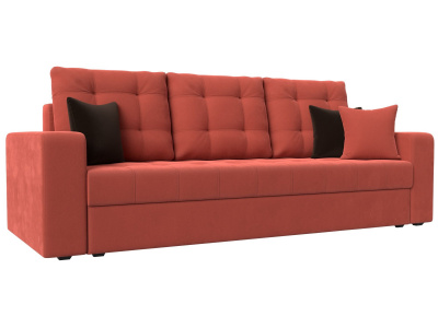 Диван прямой Ливерпуль Коралловый/Коричневый
