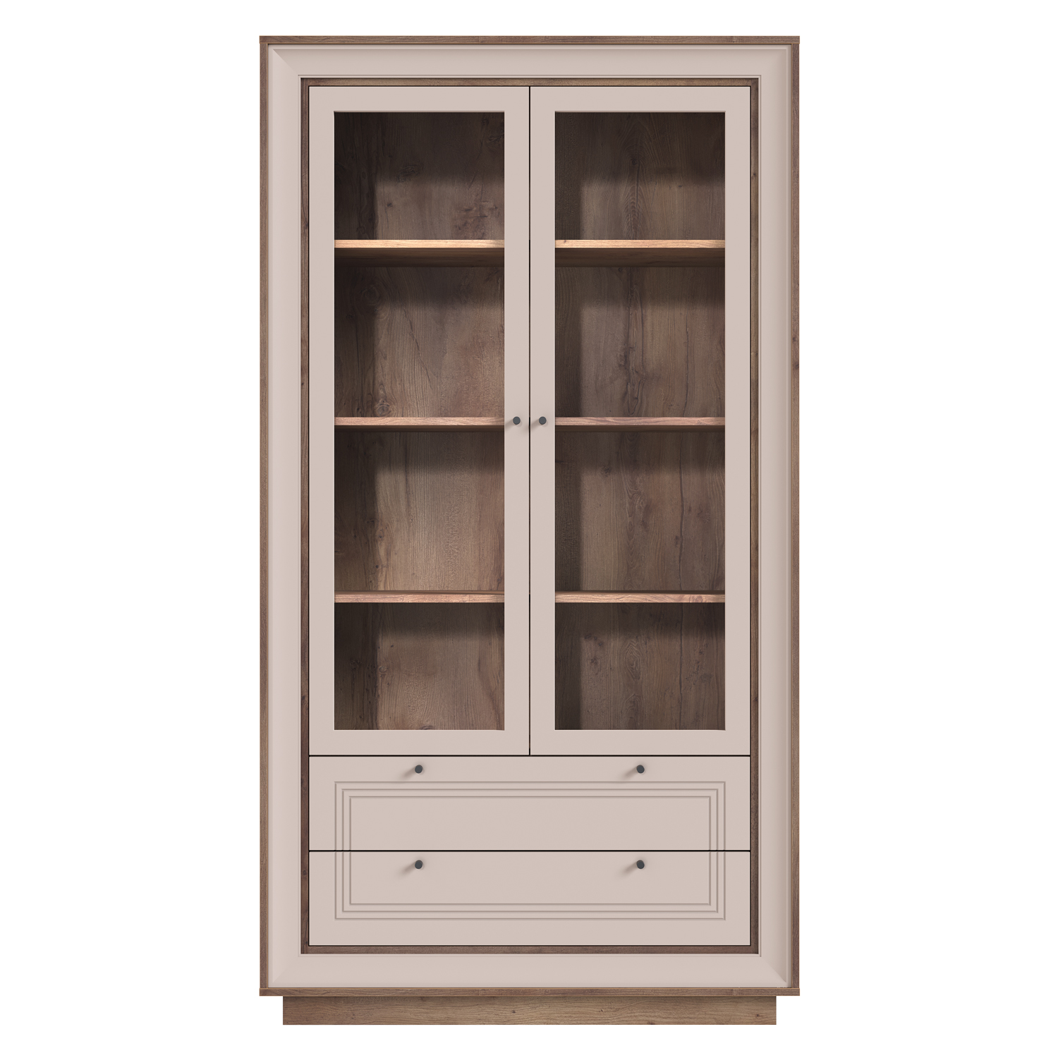 Шкаф-витрина 2-х дверная (таксония шоколадная, кофе с молоком) «Прато» Кураж