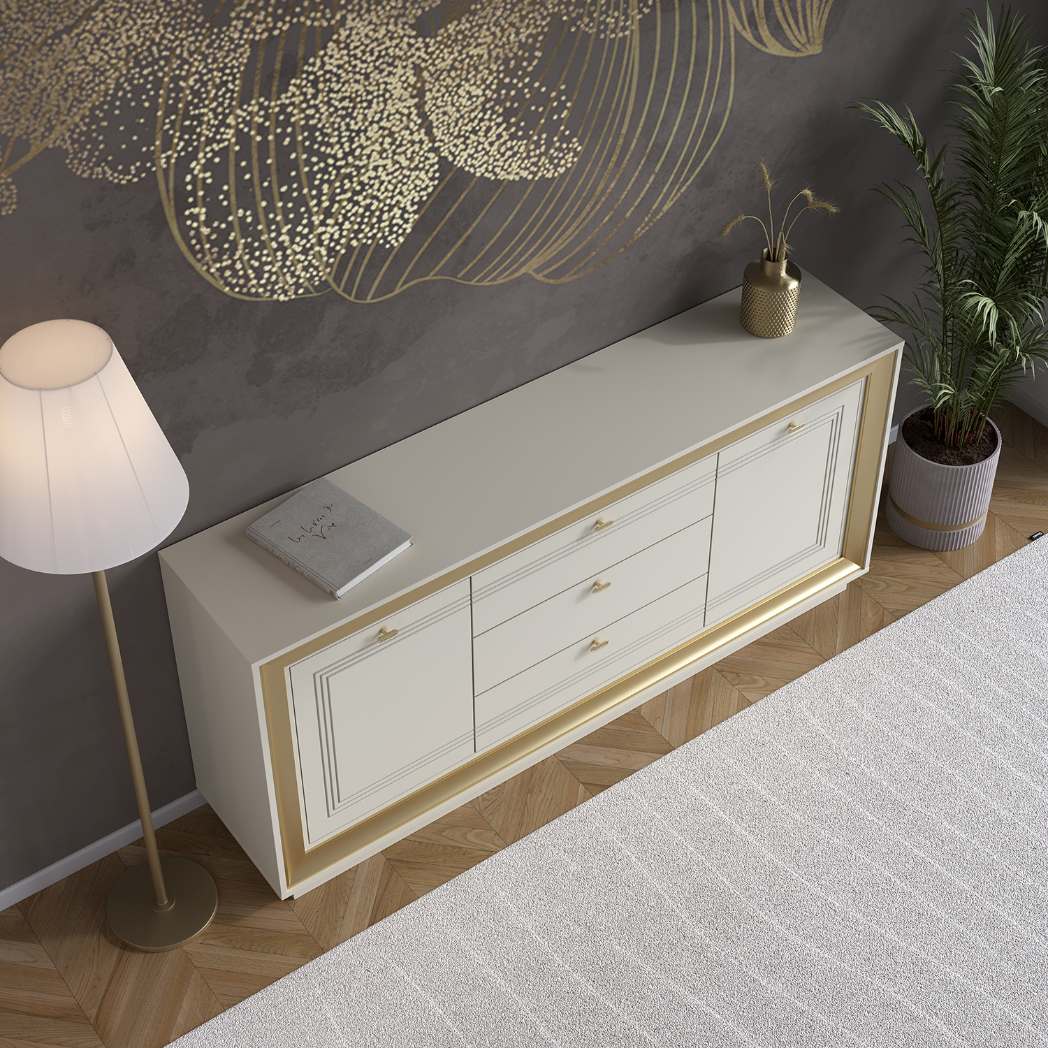 Комодино 1800 (зефир, миндаль и золото) «Прато» Кураж