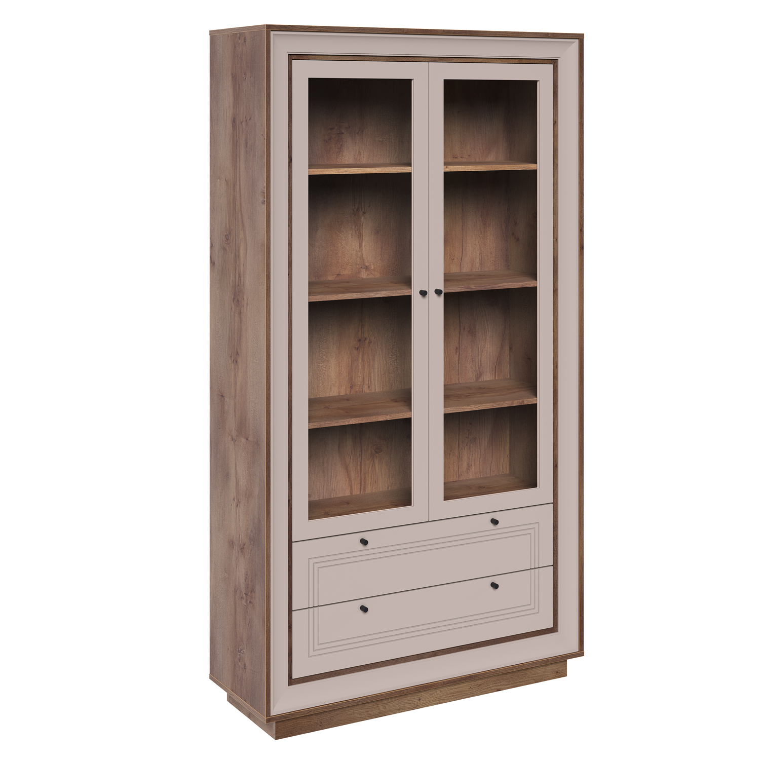 Шкаф-витрина 2-х дверная (таксония шоколадная, кофе с молоком) «Прато» Кураж