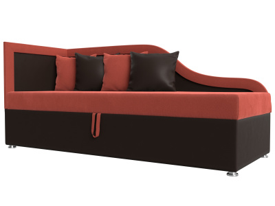 Детский диван Дюна левый угол Коралловый\Коричневый