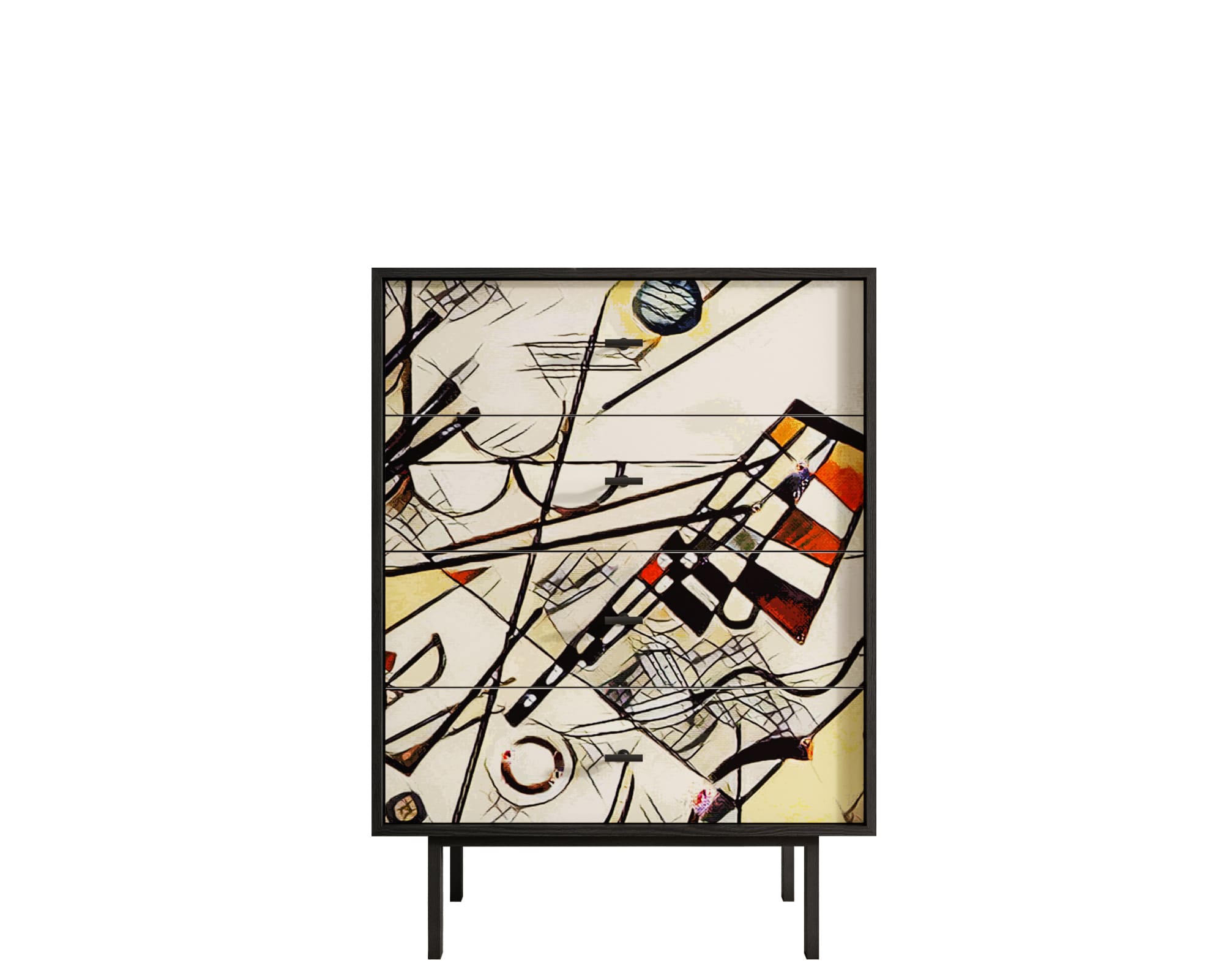 Комод вертикальный с четырьмя ящиками "Emerson" by Kandinsky арт EM18/Print_01 Этажерка