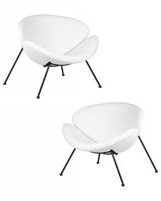 Набор 2 шт Кресло дизайнерское DOBRIN EMILY, белый винил YP17, черное основание