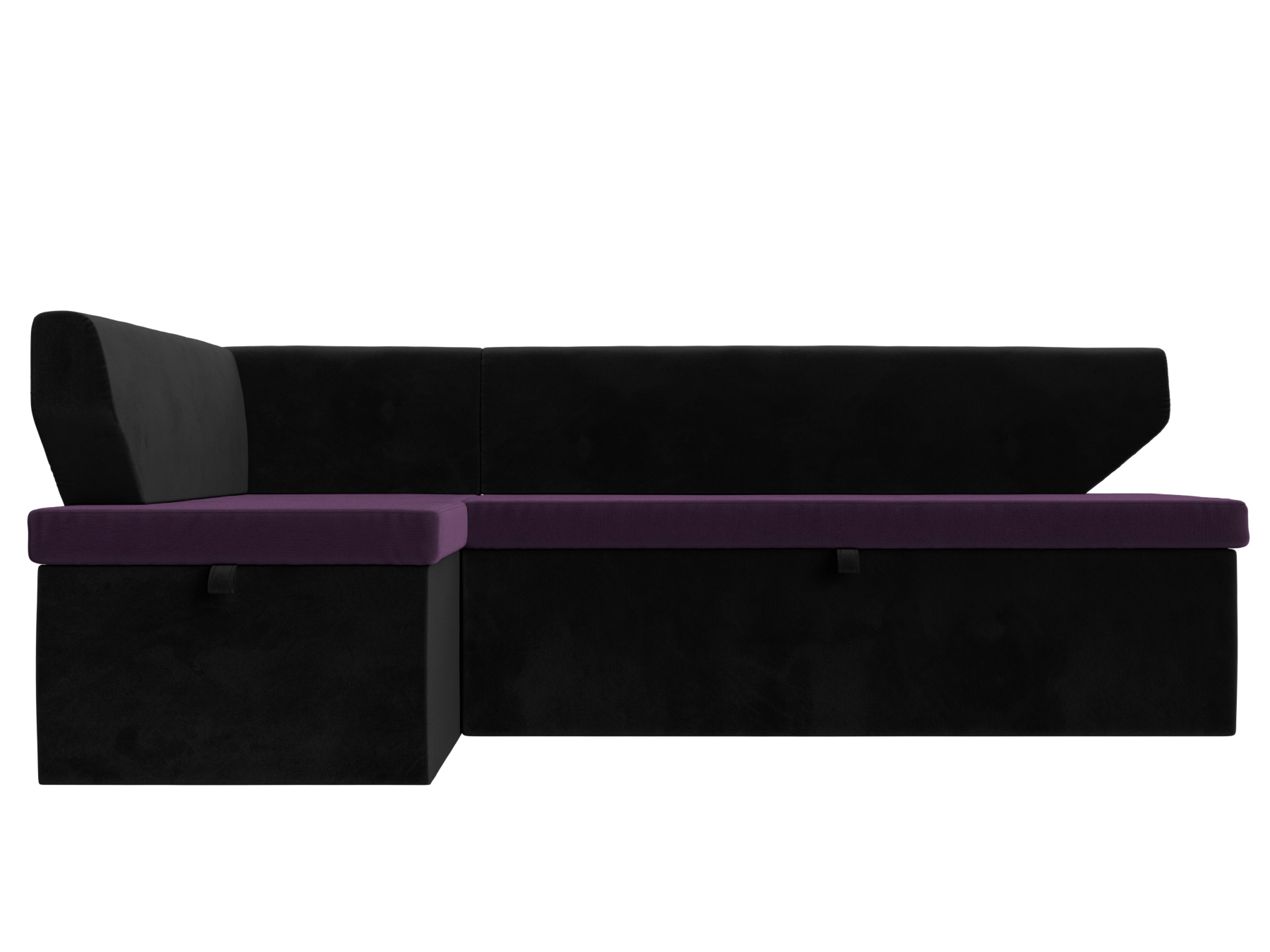 Кухонный угловой диван Омура левый угол Фиолетовый\Черный