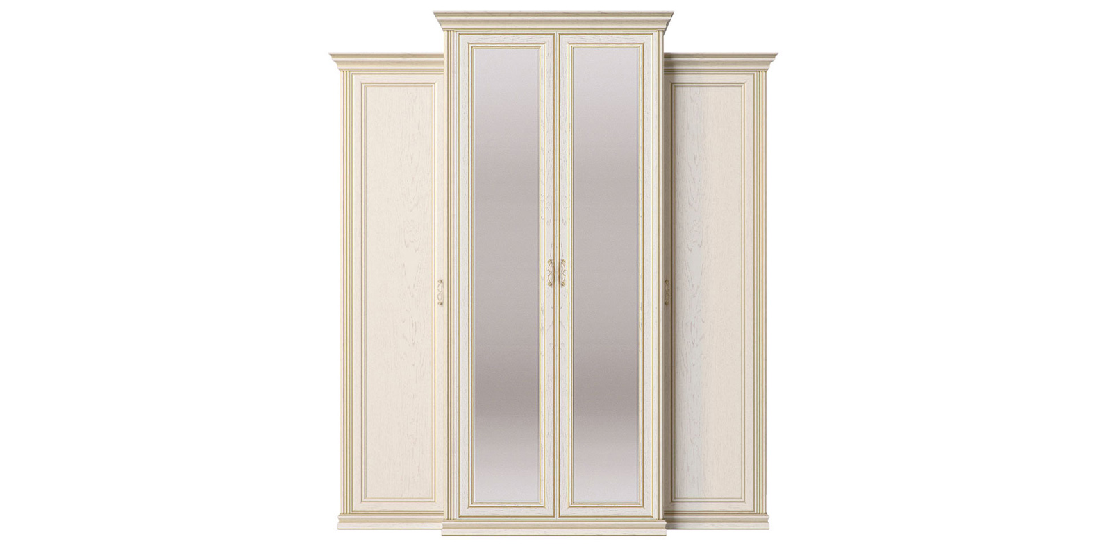 Шкаф четырехдверный с пеналами (корпус, боковые двери в комплекте) «Венето» Кураж