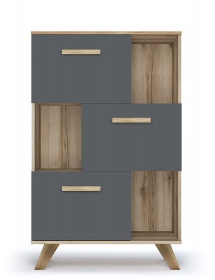 Шкаф низкий с нишами «Вега Скандинавия» (силк флай) Кураж