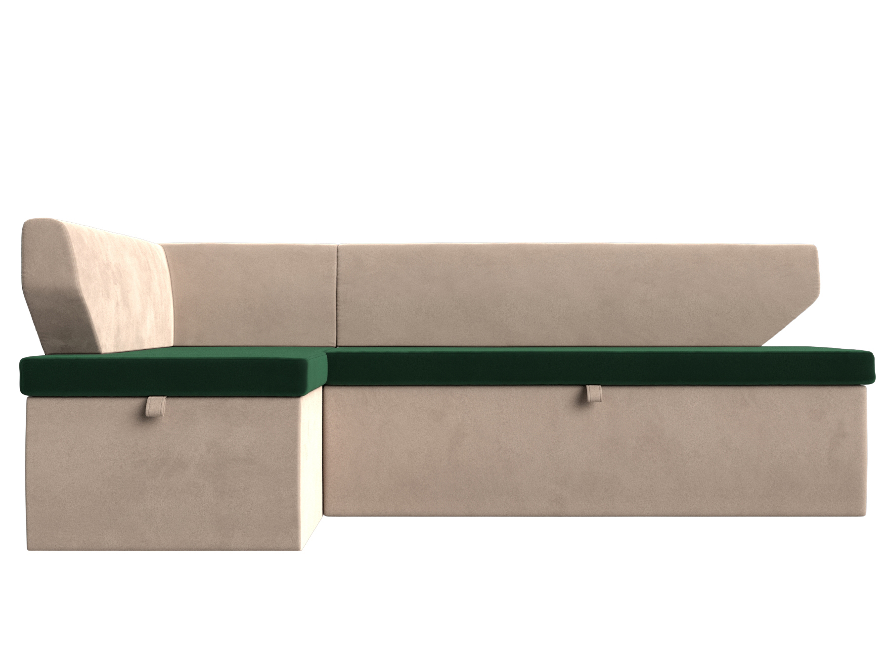 Кухонный угловой диван Омура левый угол Зеленый\Бежевый
