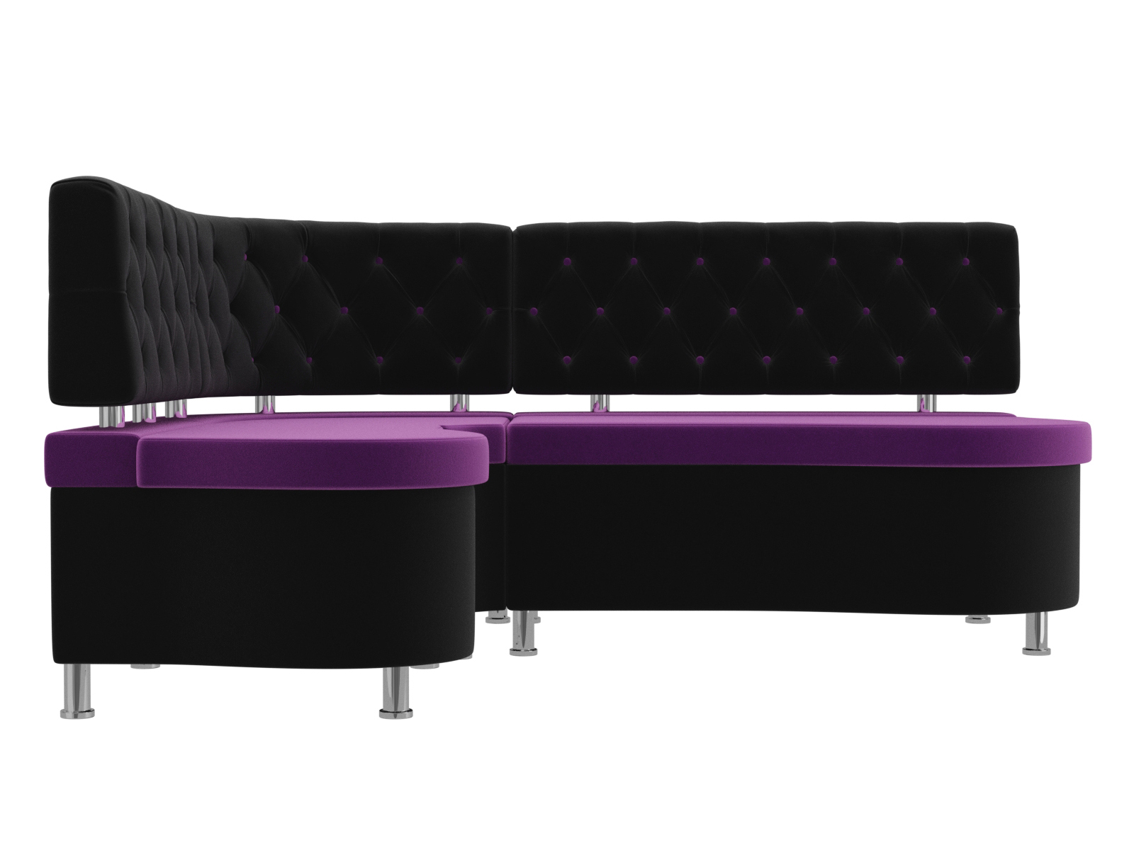 Кухонный угловой диван Вегас левый угол Фиолетовый\Черный