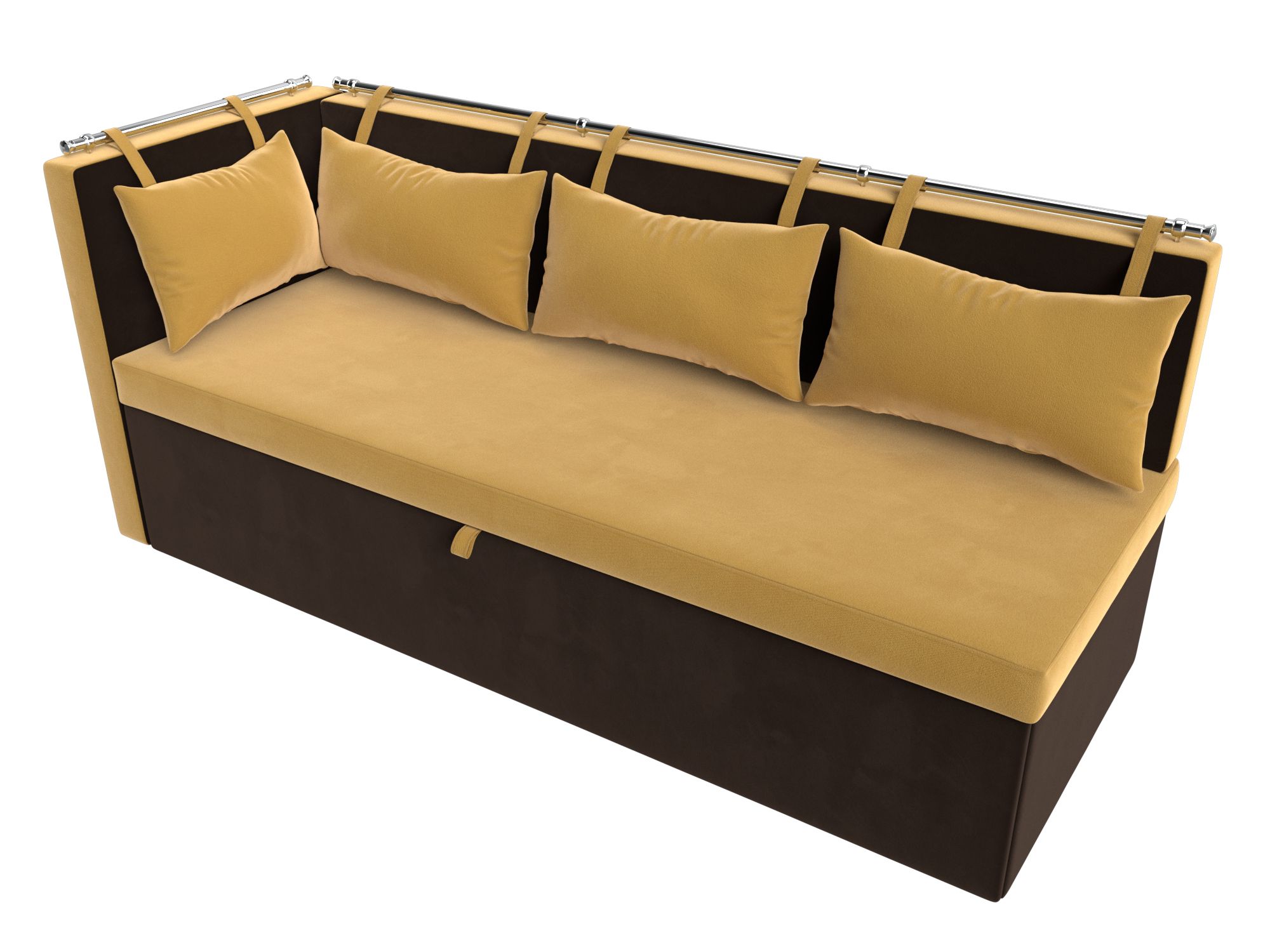 Кухонный диван Метро с углом слева Желтый\коричневый
