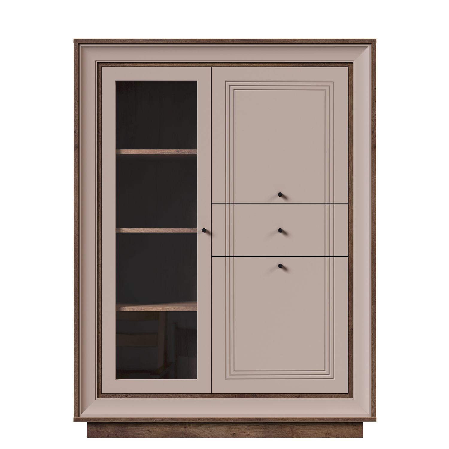 Шкаф низкий 1 стеклодверь (таксония шоколадная, кофе с молоком) «Прато» Кураж