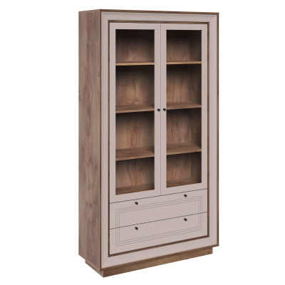 Шкаф-витрина 2-х дверная (таксония шоколадная, кофе с молоком) «Прато» Кураж