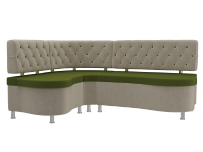 Кухонный угловой диван Вегас левый угол Зеленый\Бежевый