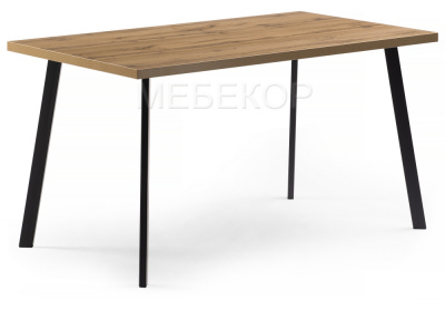 Стол деревянный Тринити Лофт 140 25 мм дуб вотан / черный матовый Woodville