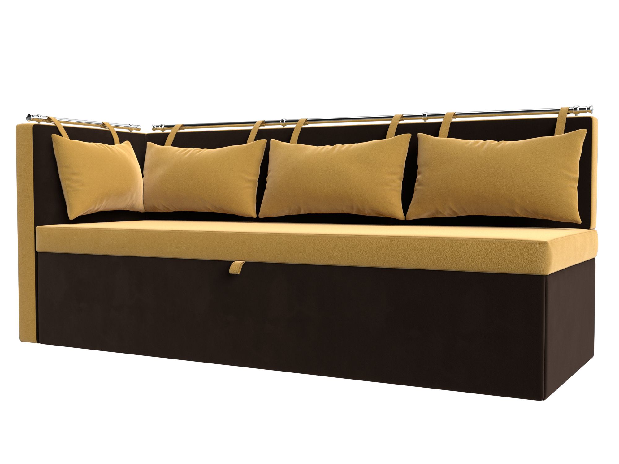 Кухонный диван Метро с углом слева Желтый\коричневый