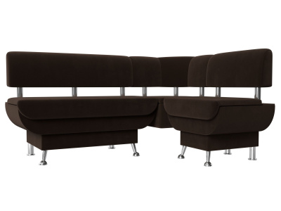 Кухонный угловой диван Альфа правый угол Коричневый