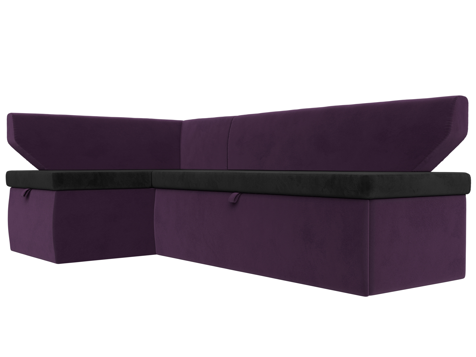 Кухонный угловой диван Омура левый угол Черный\Фиолетовый