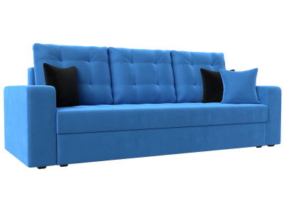 Диван прямой Ливерпуль Голубой/Черный