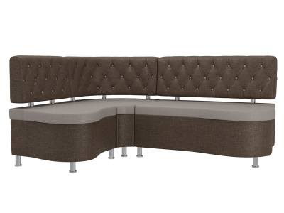 Кухонный угловой диван Вегас левый угол Бежевый\Коричневый