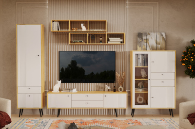 Стенка в гостиную Вега Саксония (комплект 1) Кураж