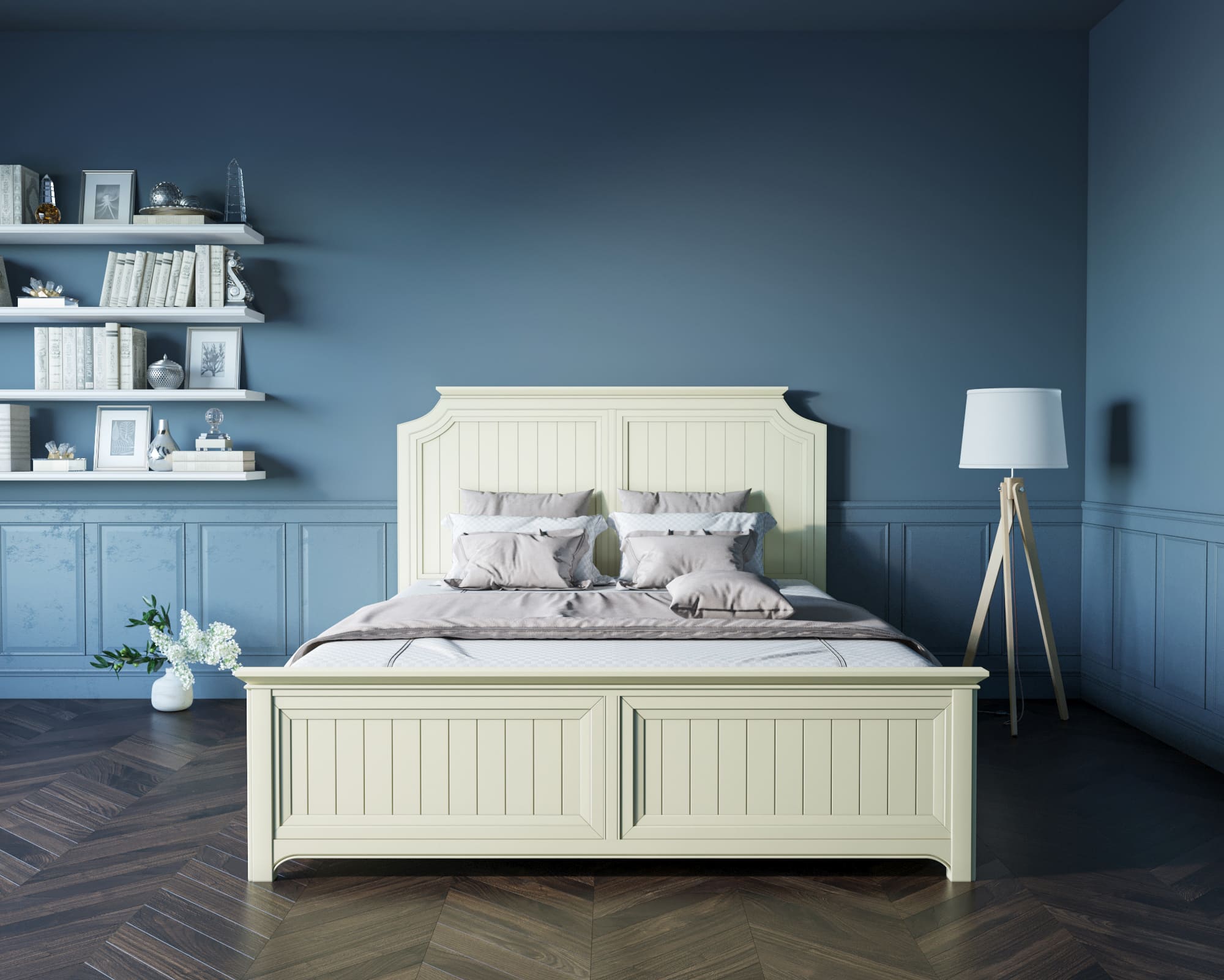 Бежевая кровать "Olivia" 180х200 арт GA3001/18C Этажерка Бежевая кровать "Olivia" 180х200 арт GA3001/18C Этажерка