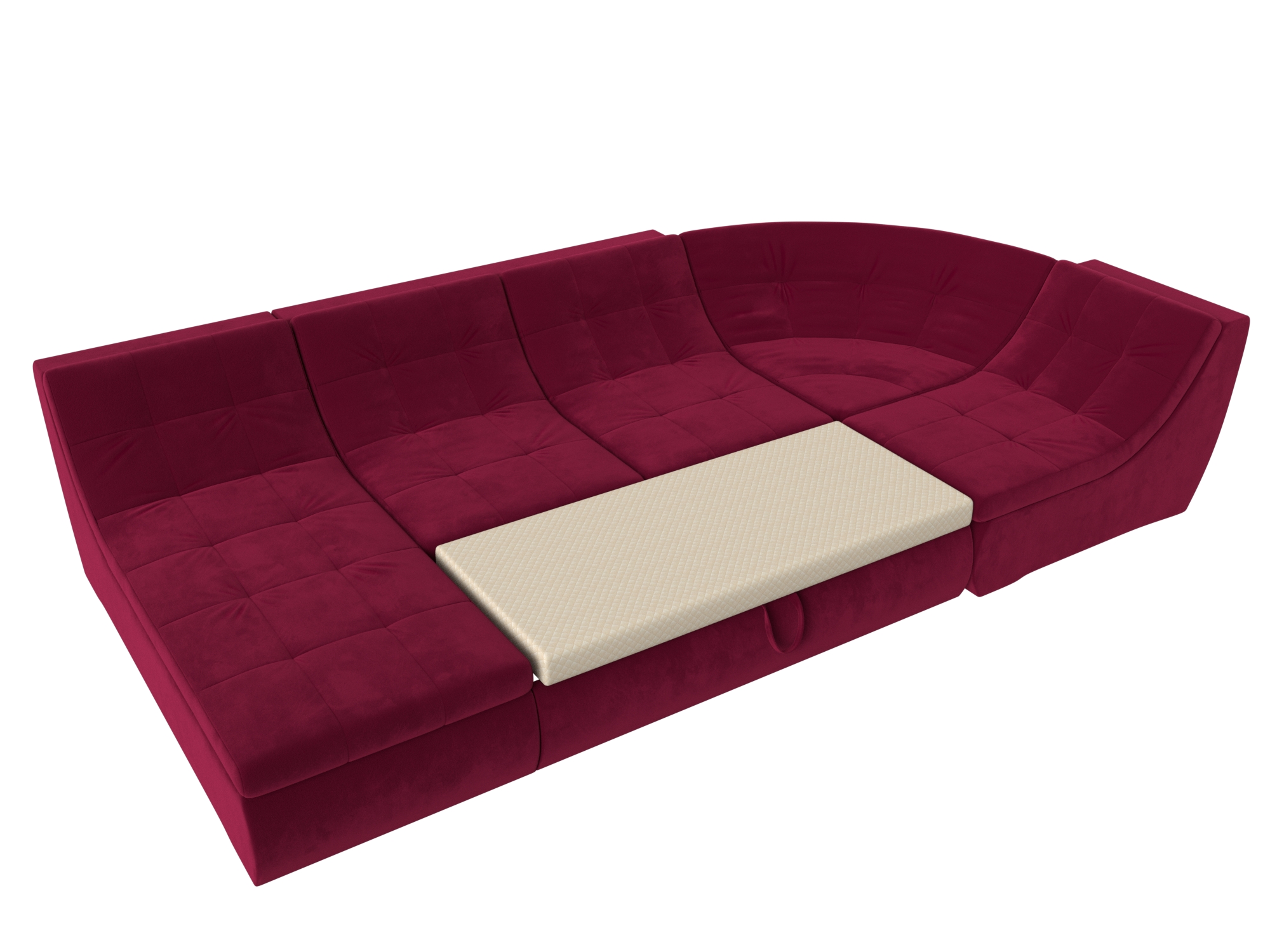 П-образный модульный диван Холидей Бордовый