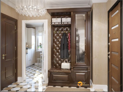 Прихожая Б5-11-2 (орех+экокожа коричневая) Благо