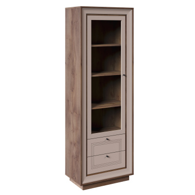 Шкаф-витрина (таксония шоколадная, кофе с молоком) «Прато» Кураж