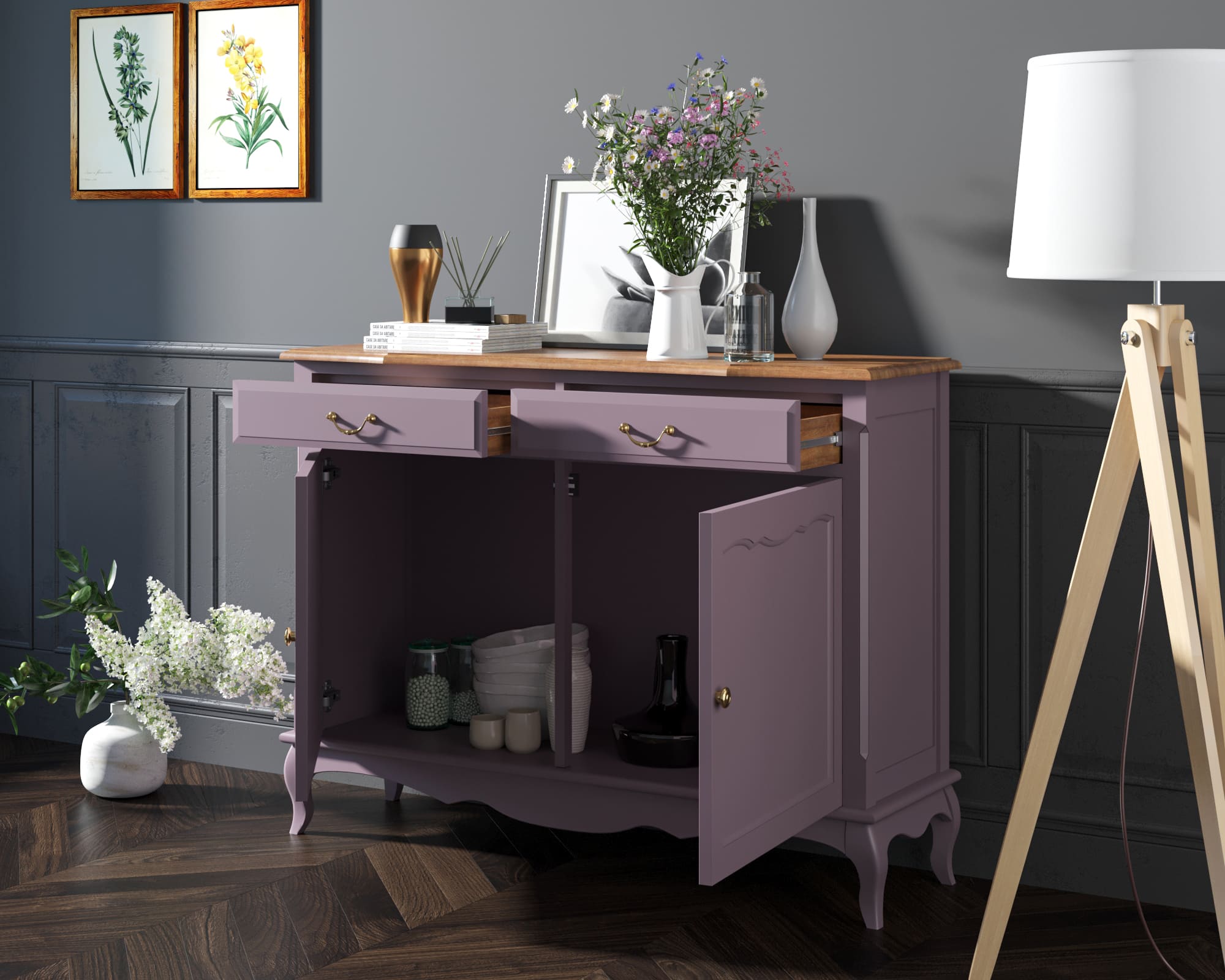 Комод "Leontina Lavanda" с ящиками арт ST9329L Этажерка Комод "Leontina Lavanda" с ящиками арт ST9329L Этажерка