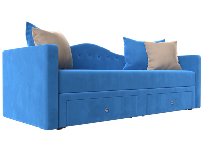 Детский прямой диван Дориан голубой\бежевый