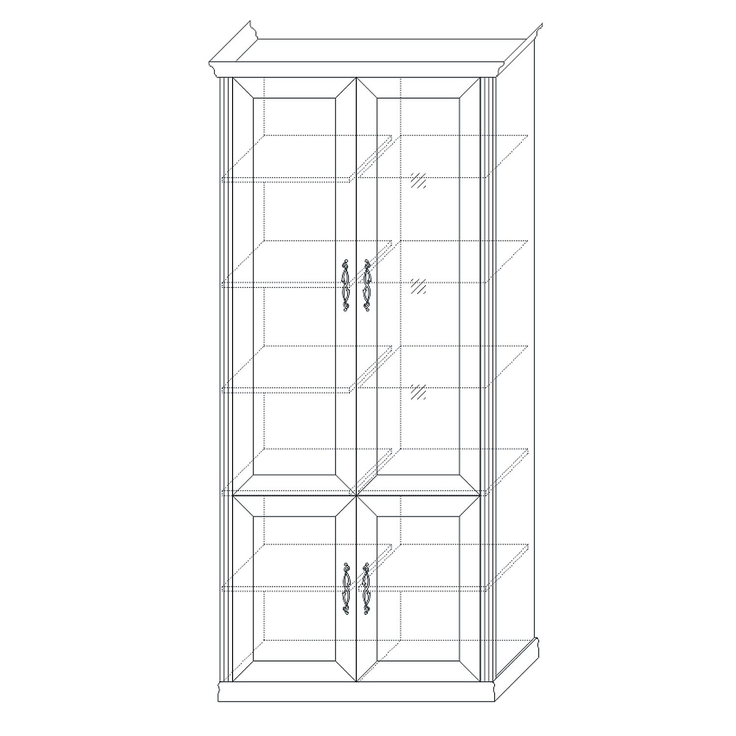 Шкаф 4-х дверный (1 стеклодверь) «Венето» Кураж