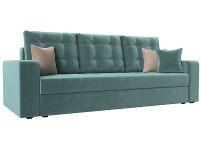 Диван прямой Ливерпуль бирюзовый/бежевый