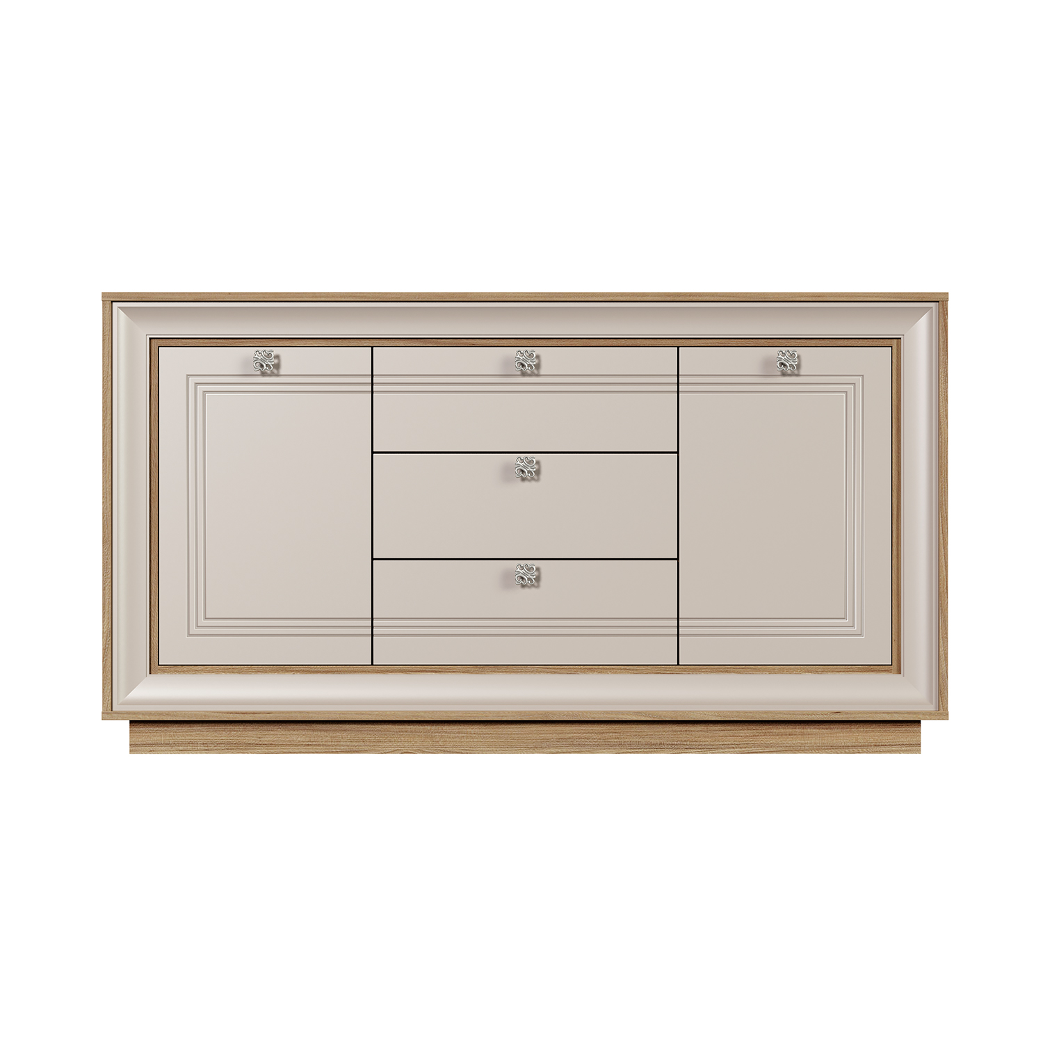 Комодино 1536 (вяз швейцарский светлый, газания матовая) «Прато» Кураж