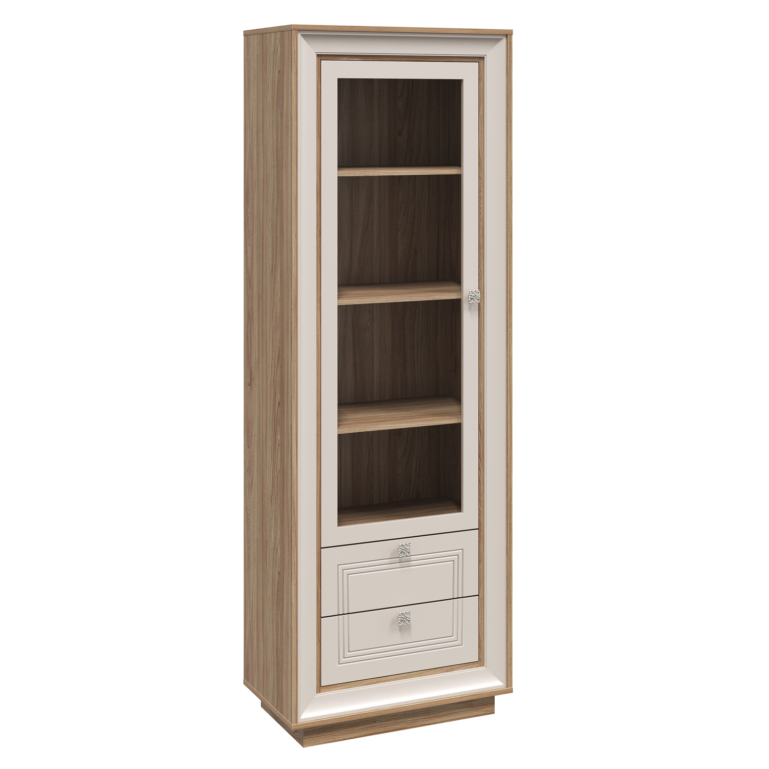 Шкаф-витрина (вяз швейцарский светлый, газания матовая) «Прато» Кураж