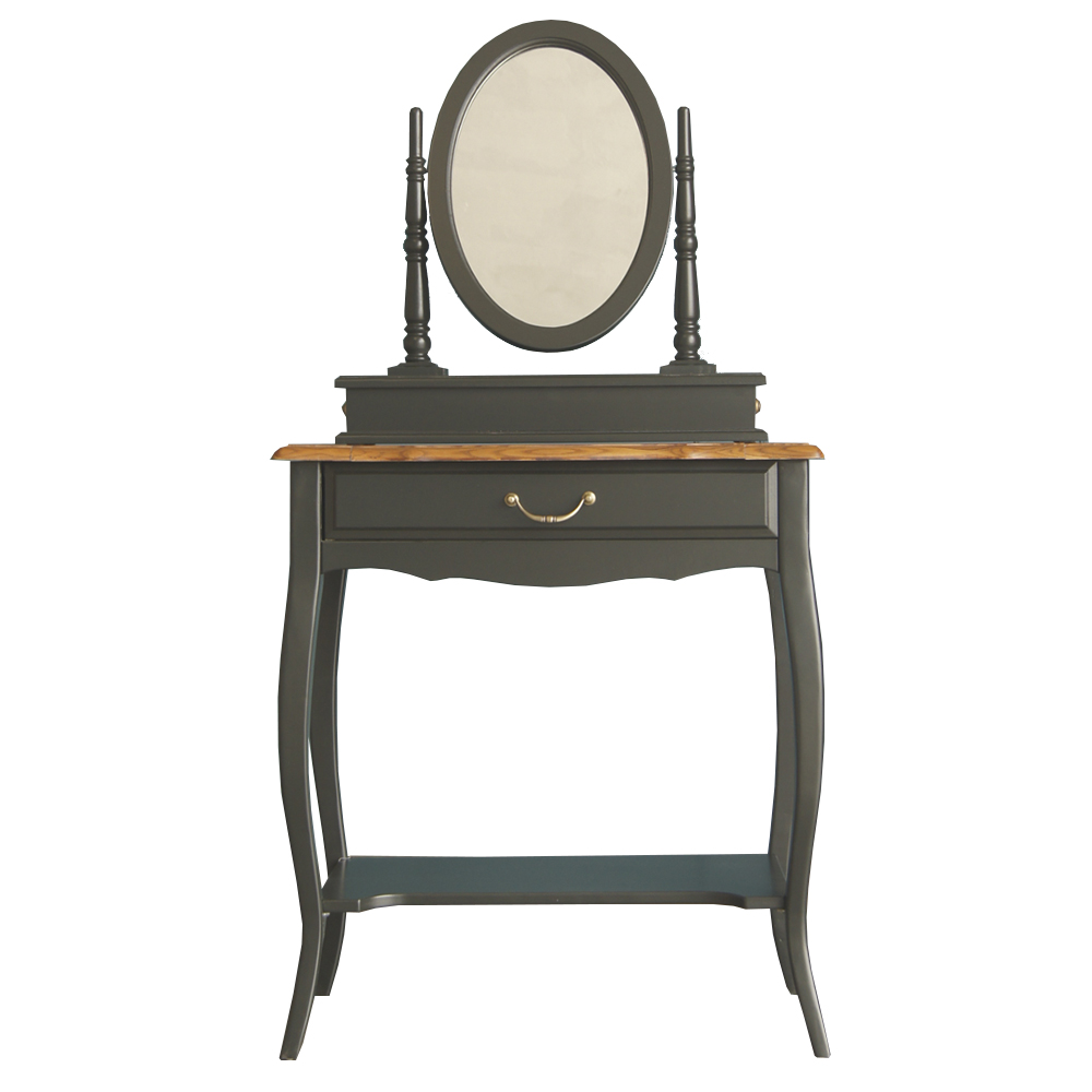 Туалетный столик "Leontina Black" с зеркалом Этажерка
