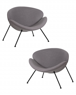 Набор 2 шт Кресло дизайнерское DOBRIN EMILY, серая ткань AF7, черное основание