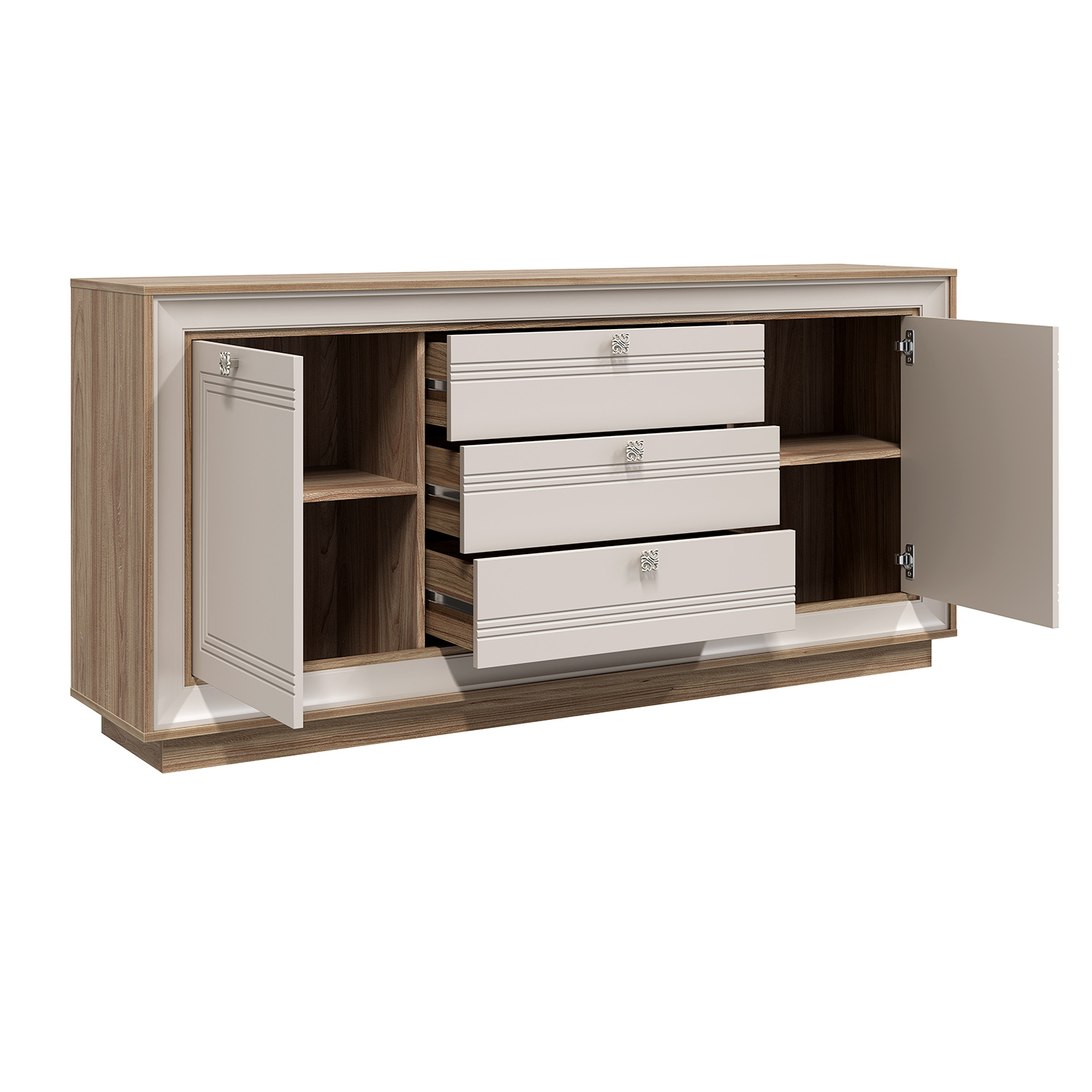 Комодино 1800 (вяз швейцарский светлый, газания матовая) «Прато» Кураж