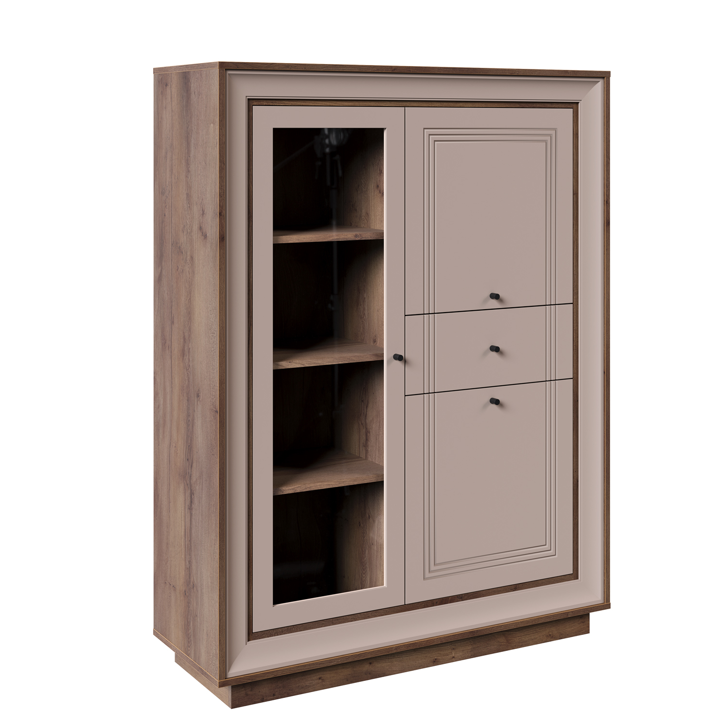 Шкаф низкий 1 стеклодверь (таксония шоколадная, кофе с молоком) «Прато» Кураж